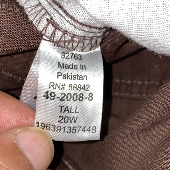 Woman Within Women's Tall Brown Twill Pants Size 20W Cotton Blend 42"x 34" - Picture 10 of 13